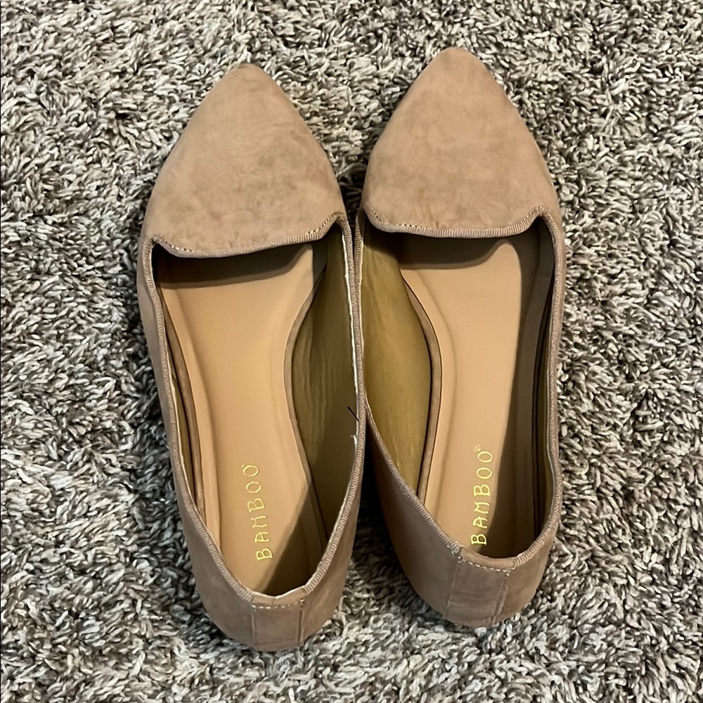 BAMBOO Tan Flats Slip-On Loafers